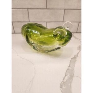 Fifth Avenue Crystal‎ Vintage Glass Two Toned Green Frog Abstract  Paperweight